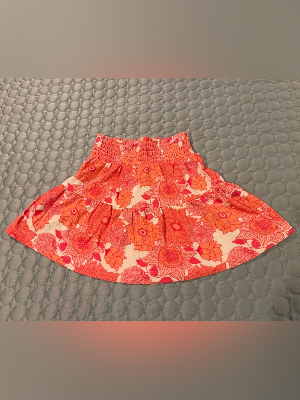 Kate Quinn Coral Pink Vintage Floral Tiered Smocked Waist Skirt 18-24m Modal